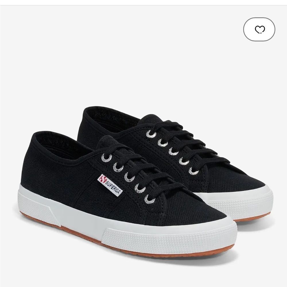 Superga Black Canvas Low-Top Sneakers with White Sole